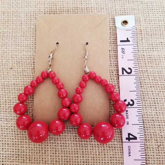 Red Beaded Earrings - Picture 6 of 10